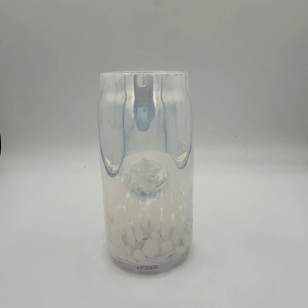 Anthropologie Festive Confetti Icon Juice Glass Tumbler Snowflake Iridescent